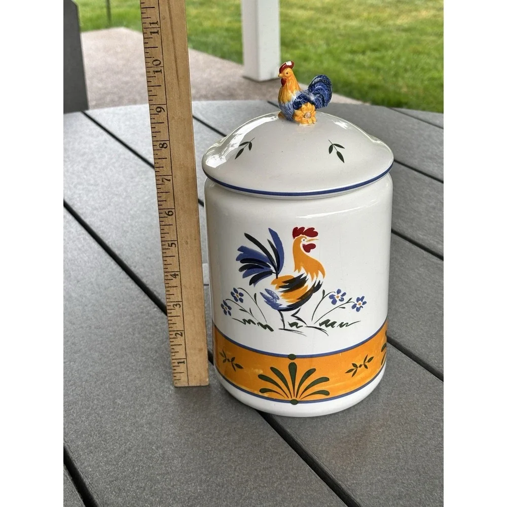 Avon The Provençal Chicken Rooster Canister w/lids 10 Inch Vintage Cottagecore